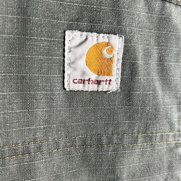 🔥 Vintage CARHARTT Relaxed Fit Heavy Denim Cargo Shorts Army Green Sz 40 - EUC - Picture 4 of 8